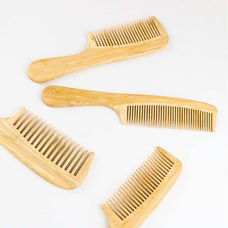 Pocket Wooden Comb Natural Nan Bamboo Super Wide Tooth Wood Combs Double Side Engraved Small Hair Combs