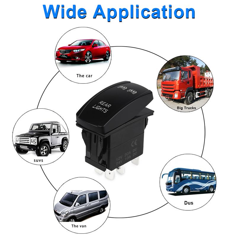 5pin Laser Push Button Rocker Toggle Switch Blue LED Bar Light Auto Led Light Bar Rocker Switch Waterproof