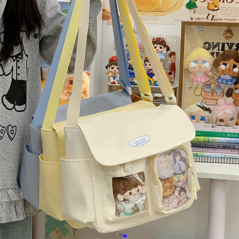 Japan Style Cute School Girl Crossbody Shoulder Bag Preppy Style Large Capacity Messenger Tote Transparent Ita Bag Kawaii