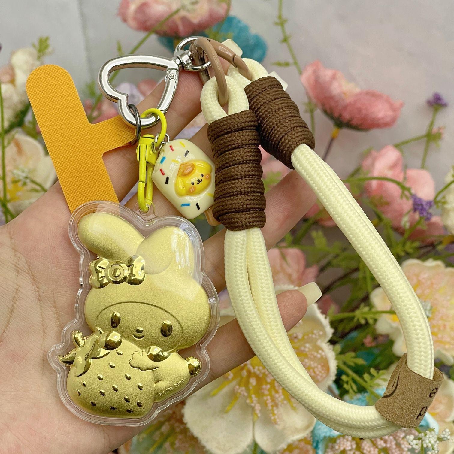 Pure Gold 999 Kuromi Phone Chain & Keychain Charm - Ideal Gift for Girlfriend