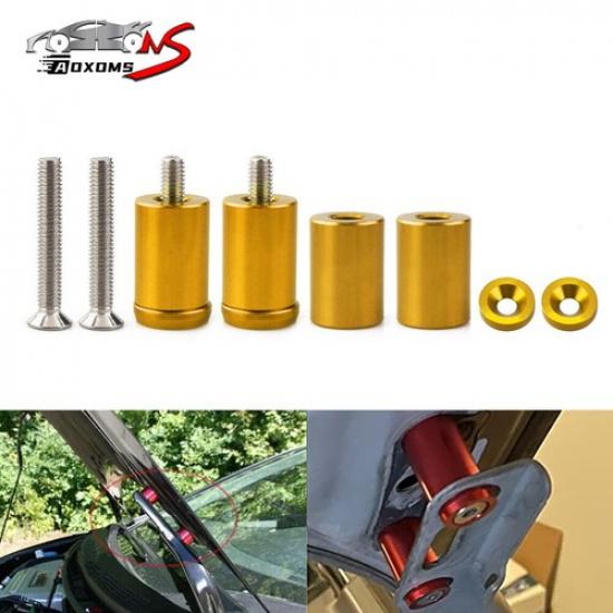 4pcs Universal Engine Hood Vent Spacer Riser Kit for Turbo Motor Swap Gold