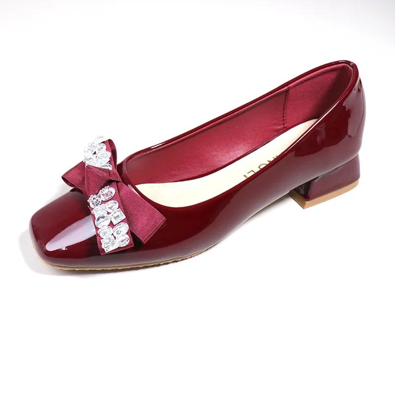 Women Shoes Fashion Pumps Patent Leather Crystal High Heels Shoes Girl Party Red Dress Shoes