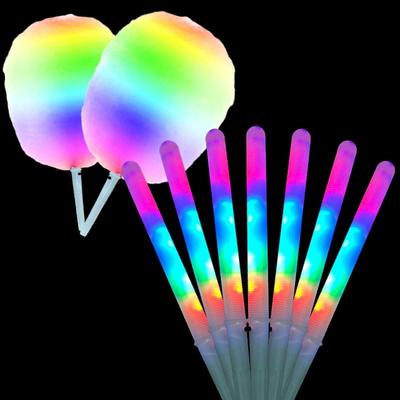 10 Stück LED Zuckerwatte-Tüten, Leuchtende Zuckerwatte-Stäbe, Wiederverwendbarer und wasserdichter Zuckerwatte-Halter, geeignet für Weihnachtsfeier, bunt