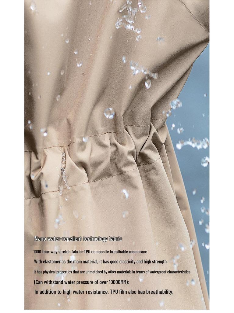 Dámský voděodolný větrovka pláštěnka v korejském stylu střední délky obepínající pas pro elektrická vozidla