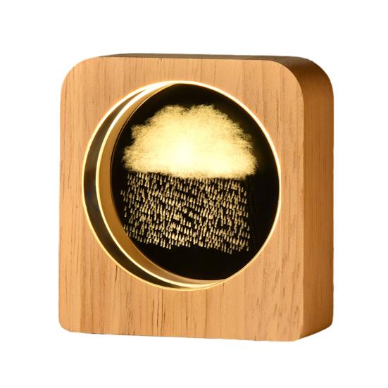 Custom 3D Photo Faux Crystal Night Light Personalized Engraved Picture Clear Ball with LED Light And Wood Base Memorial Gift for Birthday Anniversary