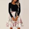 Women's Casual Fashion Round Neck Long Sleeve Christmas Printed Party Vintage Long Dresses