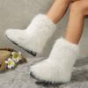 Fashion Winter Women Fluffy Faux Fox Fur Boots Woman Plush Warm Snow Boots Luxury Footwear Girls Furry Fur Bottes Fashion Winter Shoe