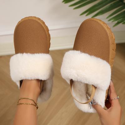 Fashion New Women Indoor Fluffy Slippers  Couples Fur Keep Warm Slippers Female Thick Sole Winter Warm Shoes House Floor Slides Women