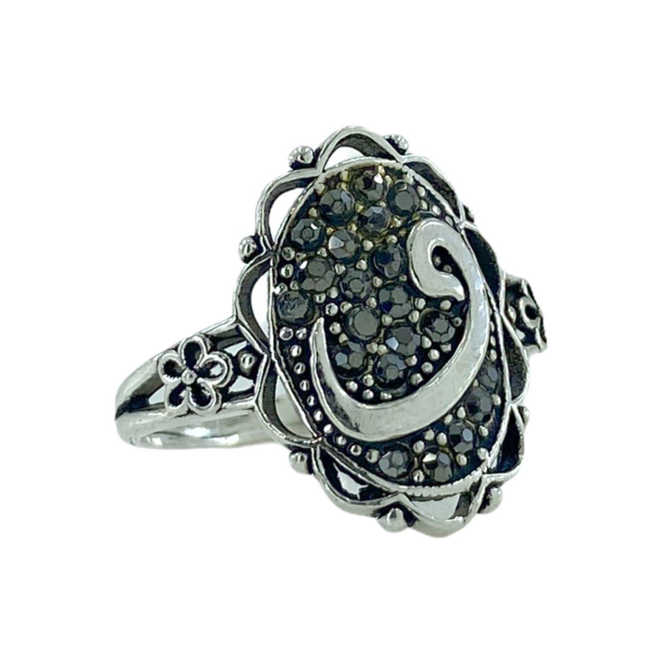 

Аутентичное серебряное кольцо 925 пробы с камнем марказитом и буквой Вав