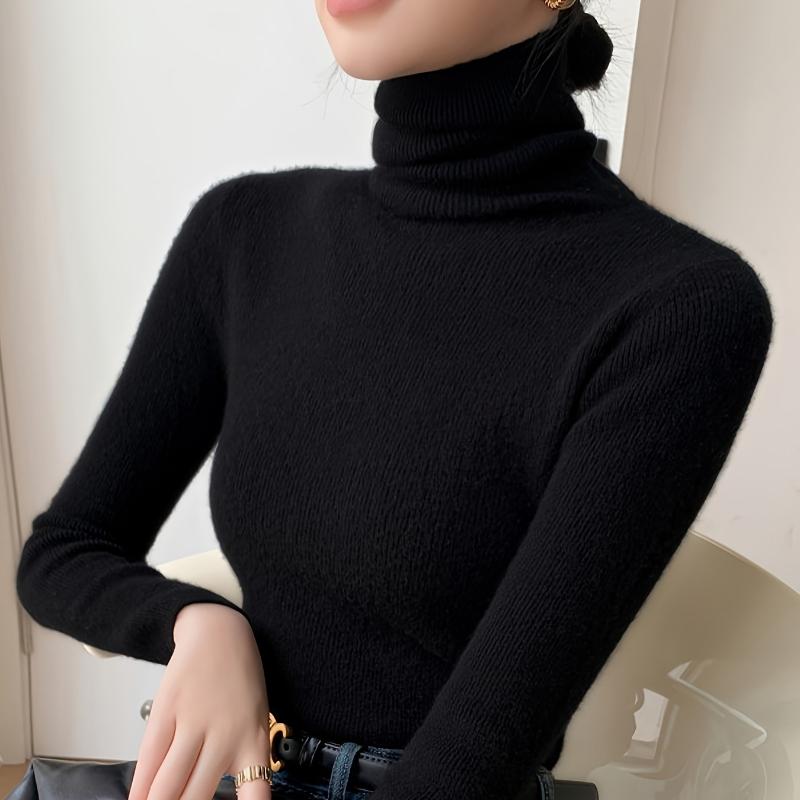 Soft and Plush Turtleneck Sweater for Women, Autumn/WinterNew Style, Body-Hugging High Neck Base Layer for Women