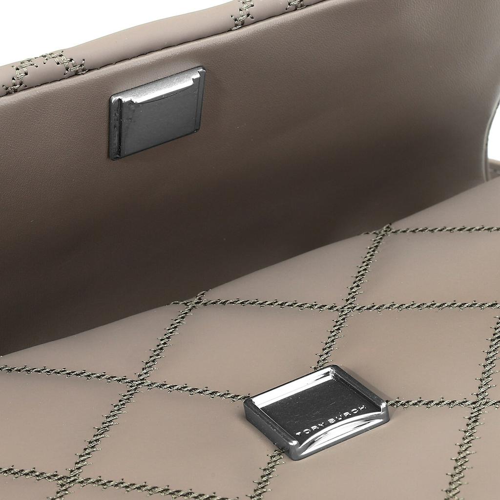 Tory Burch Tb-Willa Classic Double T Logo Solid Striped Quilted Logo Snap Goat Leather Handbag Shoulder Bag Women handbags Elephant-Gray 149682-082