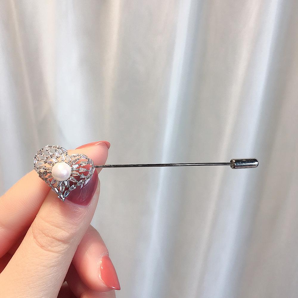 Bo Xin Yun Zirconia Brooch - Elegant Anti-Exposure Pin for Dresses