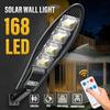 Luces solares LED para exteriores, farola de jardín con sensor de movimiento y control remoto, luz de pared impermeable para garaje, reflector