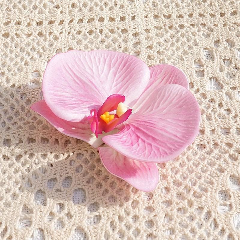 3D Print Big Butterfly Orchid Head Silicone Cotton Artificial Flower Wedding Souvenir Party Gift Box Decor Headdress Flower