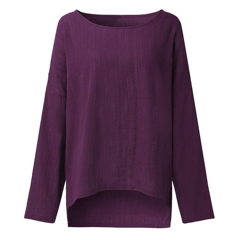 Women's Casual Vintage Cotton Linen Loose Long Sleeve Shirt For Effortless Style