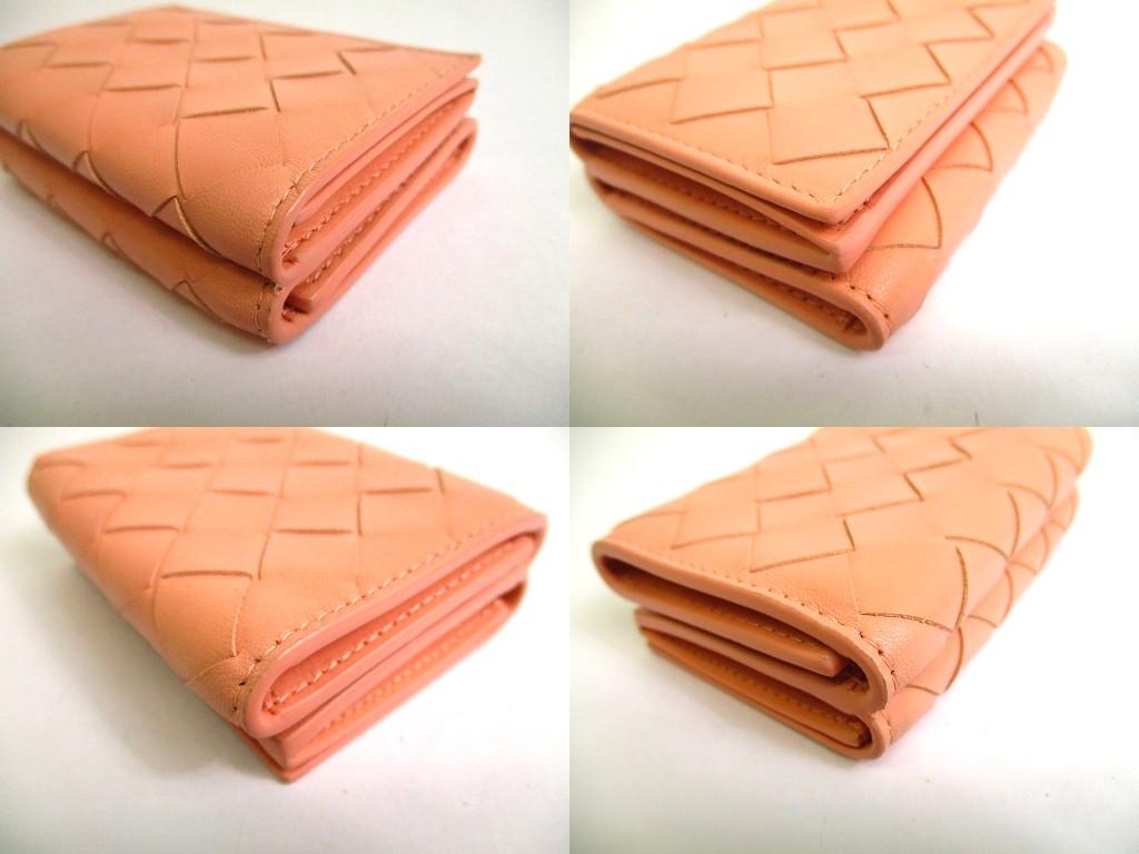 Authentic BOTTEGA VENETA Light Pink Leather Trifold Wallet Compact Wallet #b116  Open Box