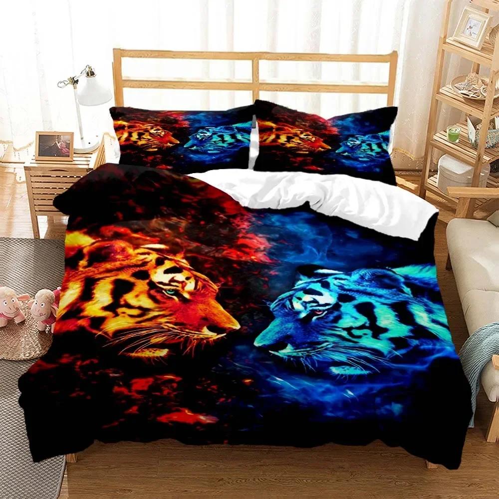 Tiger pattern Digital Print Comfortable Duvet Quilt Cover Pillowcase Bedding Set Children Bedroom Decoration Home Textile