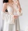 Pajamas women's spring and autumn golden velvet suspender nightgown two-piece set sexy pure desire French loungewear can be worn outside
