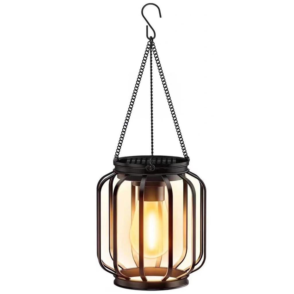 Solar  ing Lantern Outdoor Water Proof Metal Solar Powered Light with Hook for Outside Yard Garden Patio Porch Balcony