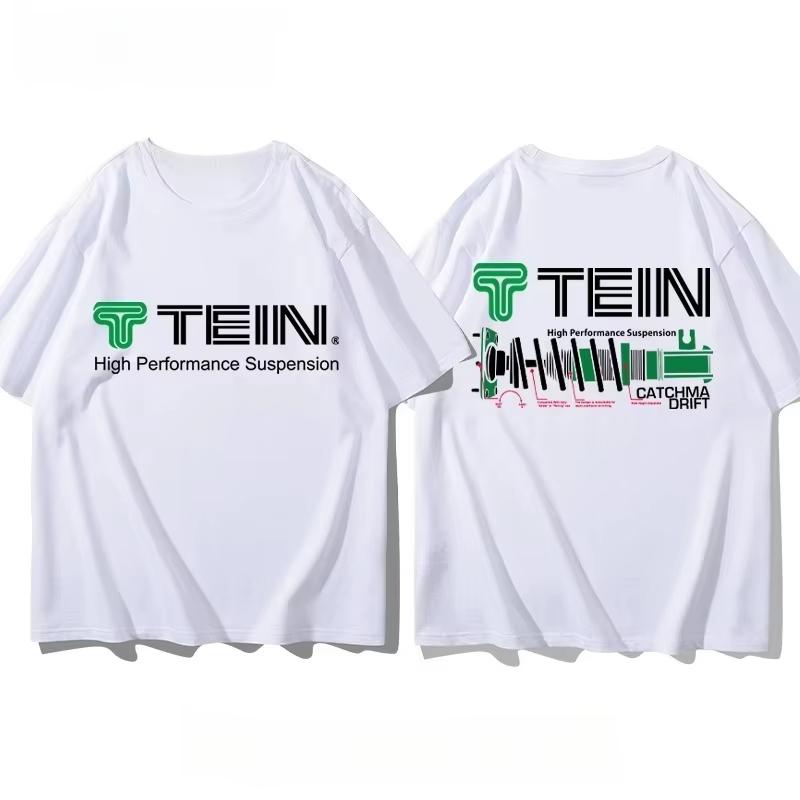 2025 New Japan TEIN Shock Absorber Modified Car Creative T-shirt Casual Men and Women Motorcycle Club Short Sleeve Cotton Top