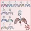 Sparkling Pavé Angel Wings Copper Dangle Charms Fit Original Bracelet Beads Jewelry Gift Diy