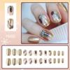 Christmas Tree False Nail Press On Nail Glittering Artificial Nail Short Square Full Cover Stick On Nail for Winter