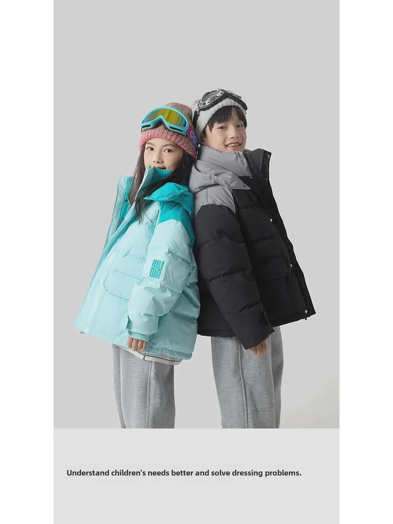 2024 Barns Tre-Proof Kontrastfärgad Dunjacka med 90% Vitt Ankdun