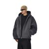 American High Street Gray Heavy Hood Zip-up Hoodie Men and Women Winter Fashion Brand Loose Warm Cardigan Top Outerwear