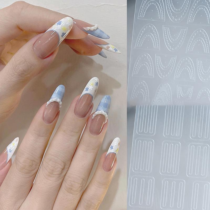 French Manicure Stickers Nail Art Hollow Stencil Guides Sticker Diy Line Tips Decoration Tool Self-Adhesive