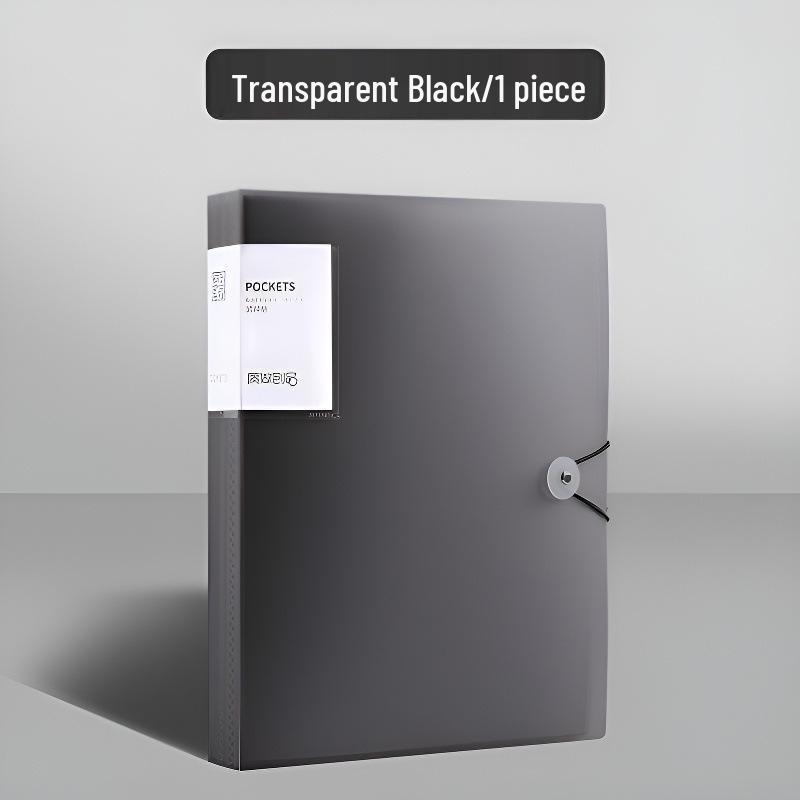 Morandi A4 Transparent Multi-Layer File Folder with Insert Pages and Buckle Closure