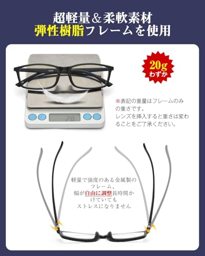 GO!GRM 1.5" Reading Glasses, Stylish and Lightweight, Men's Blue Light Blocking Glasses, Ultra-Thin Lenses, Single Focus, Square, TR90 Lenses, for Sen