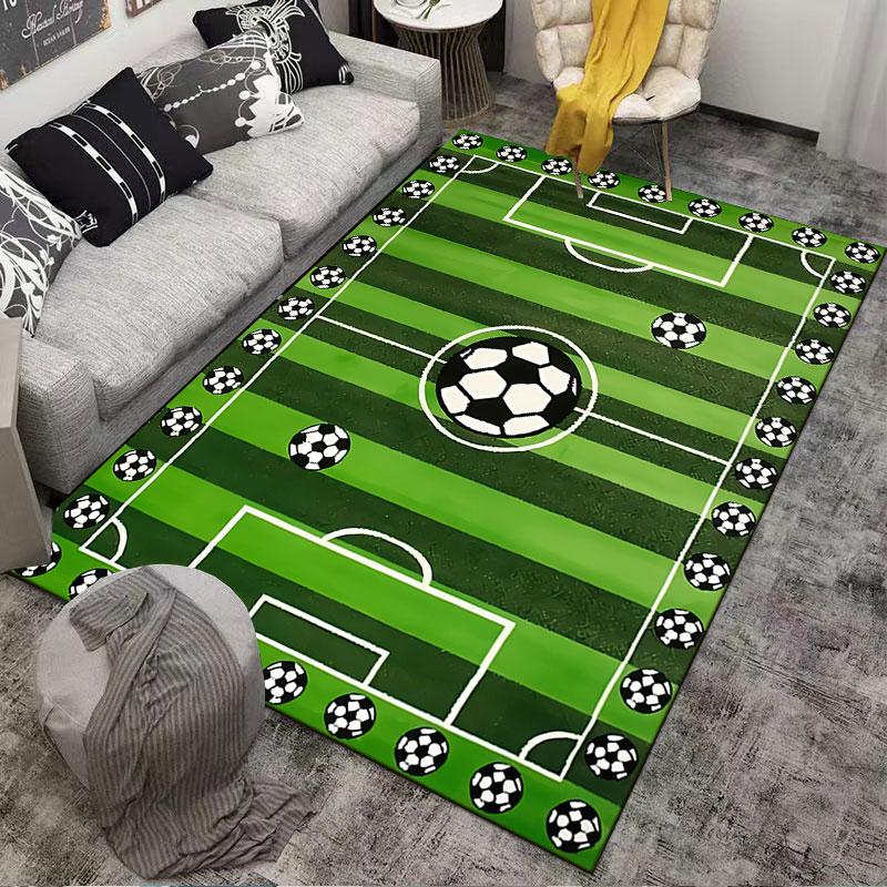 Tappeto Design Campo da Calcio adatto come tappetino antiscivolo per il soggiorno o il divano della camera da letto