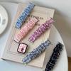 Farbblock Karomuster Scrunchie Uhrenarmband für Apple Watch Serie 5-10
