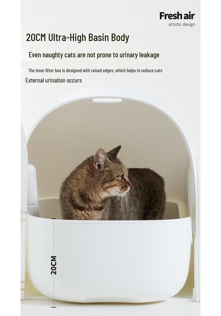 Mochi Fully Enclosed Extra Large Cat Litter Box – Odor-Proof, Anti-Splash Hallway Style