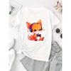 European Sizes Women'S Casual Crew Neck T-Shirt with Cute Q-Version Fox Print