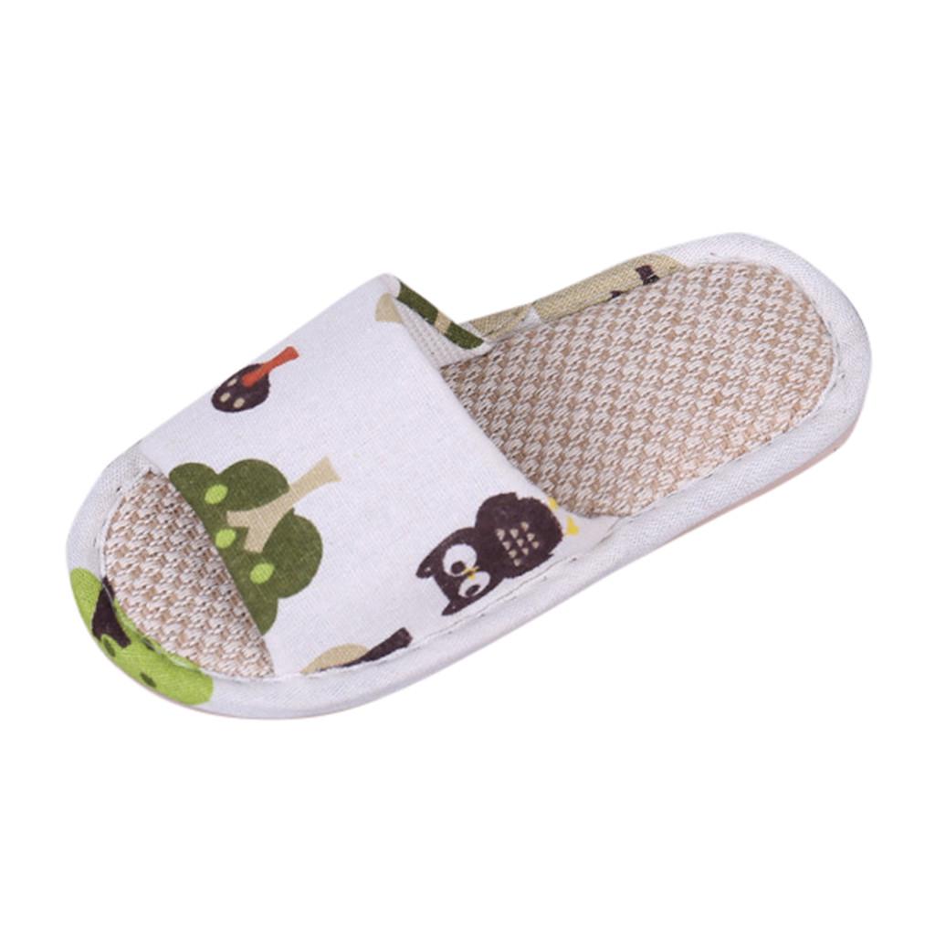 Toddler Infant Kids Girls Boys Unisex Cartoon Linen Slippers Breathable Shoes