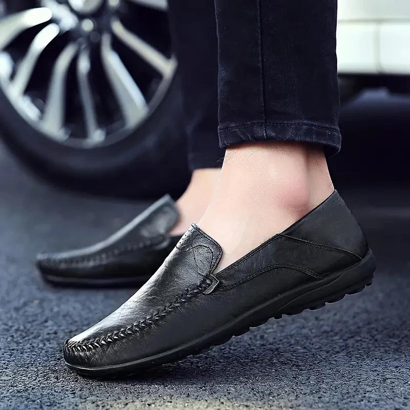 Fashion Men's Trendy Slip On Solid Colour Penny Loafer Shoes Comfy Non Slip Loafer Shoes