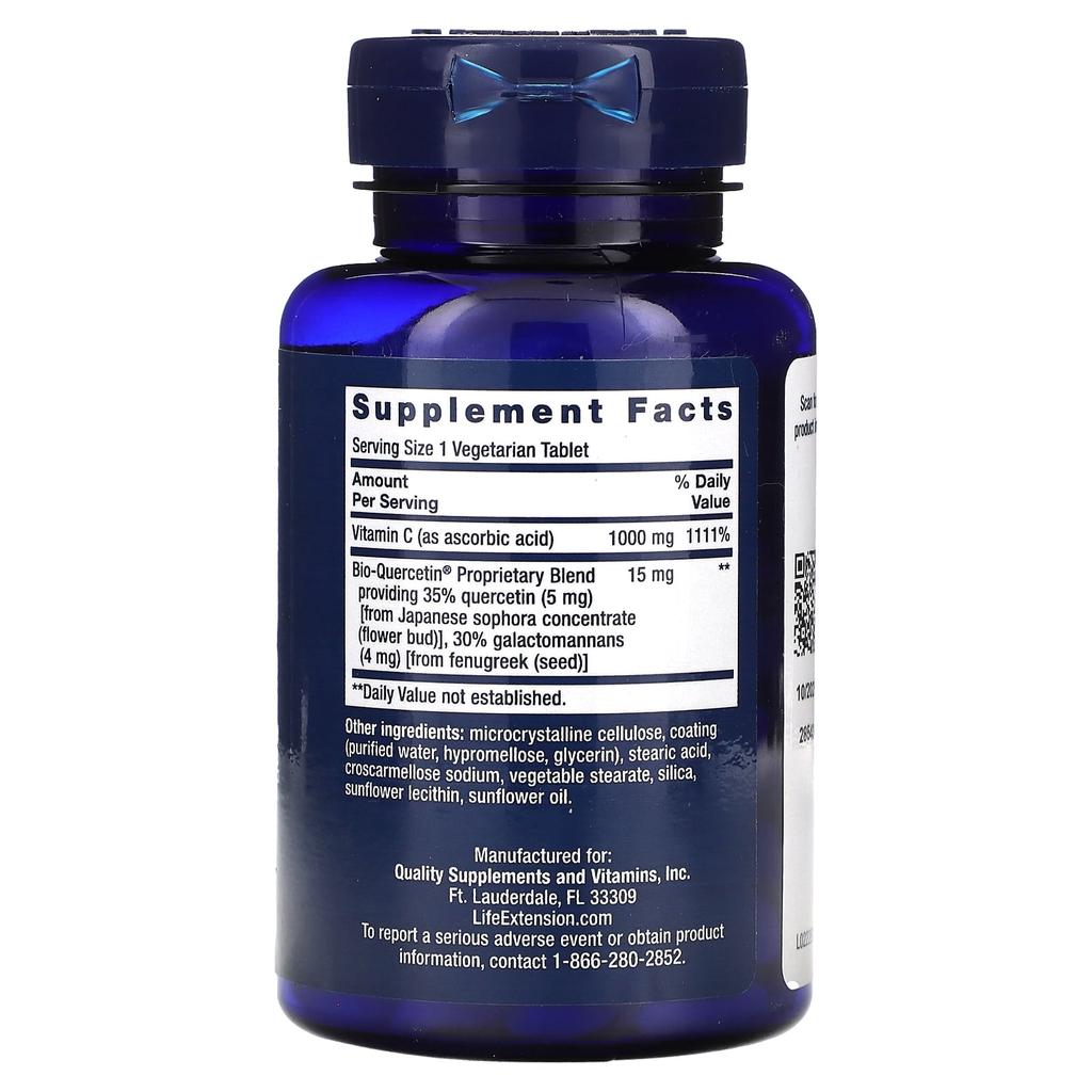 Life Extension, Vitamin C and Bio-Quercetin, 60 Veggie Tablets