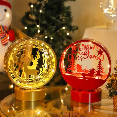 Luz Nocturna de Navidad LED Silueta de Alce Decoración Luz Papá Noel Iluminado Centro de Mesa Muñeco de Nieve Luz de Noche para Dormitorio Infantil Decoración Festiva para Fiestas