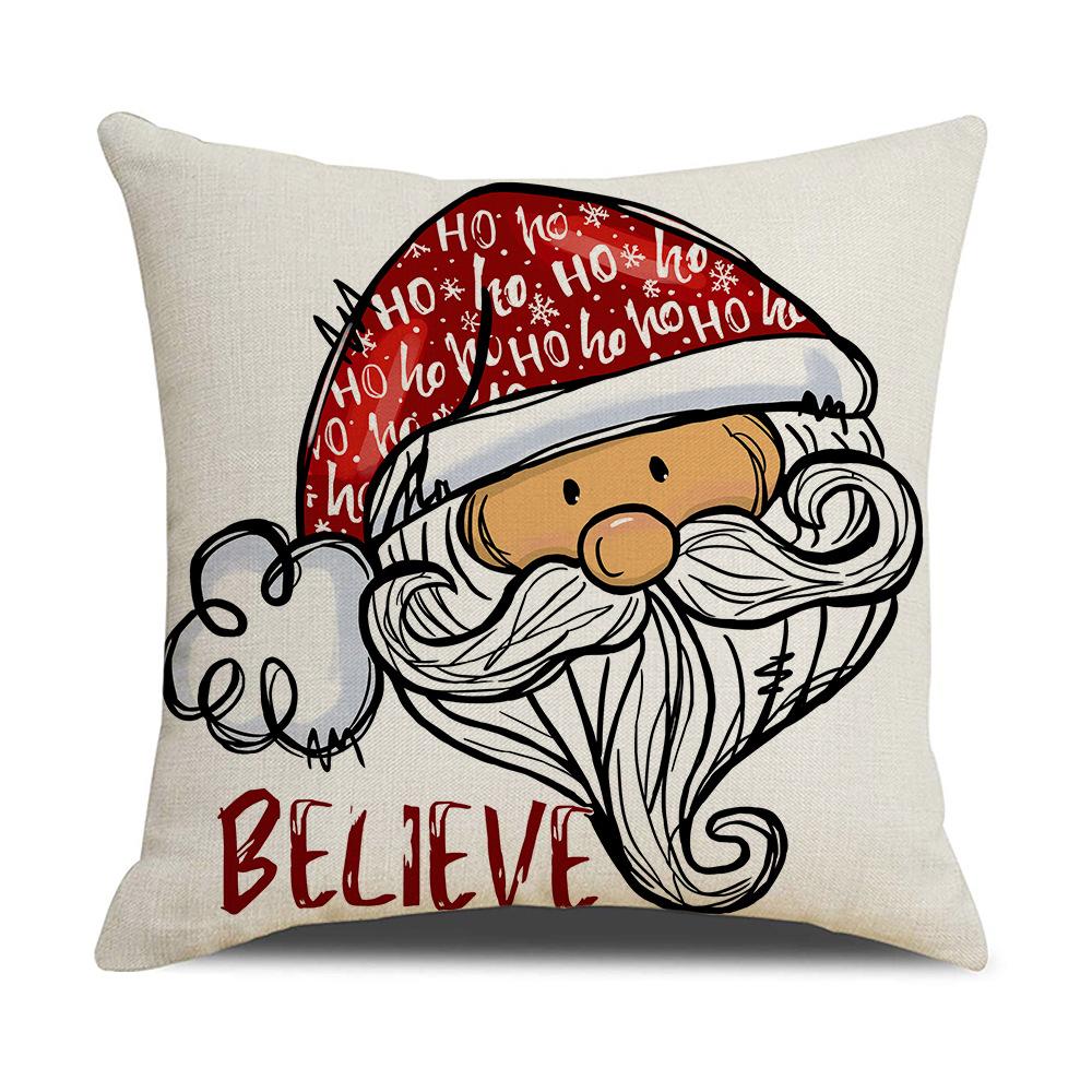 New Christmas Pillow Cover Hand-painted Cartoon Pattern Printed Cushion Holiday Decoration Cushion Home