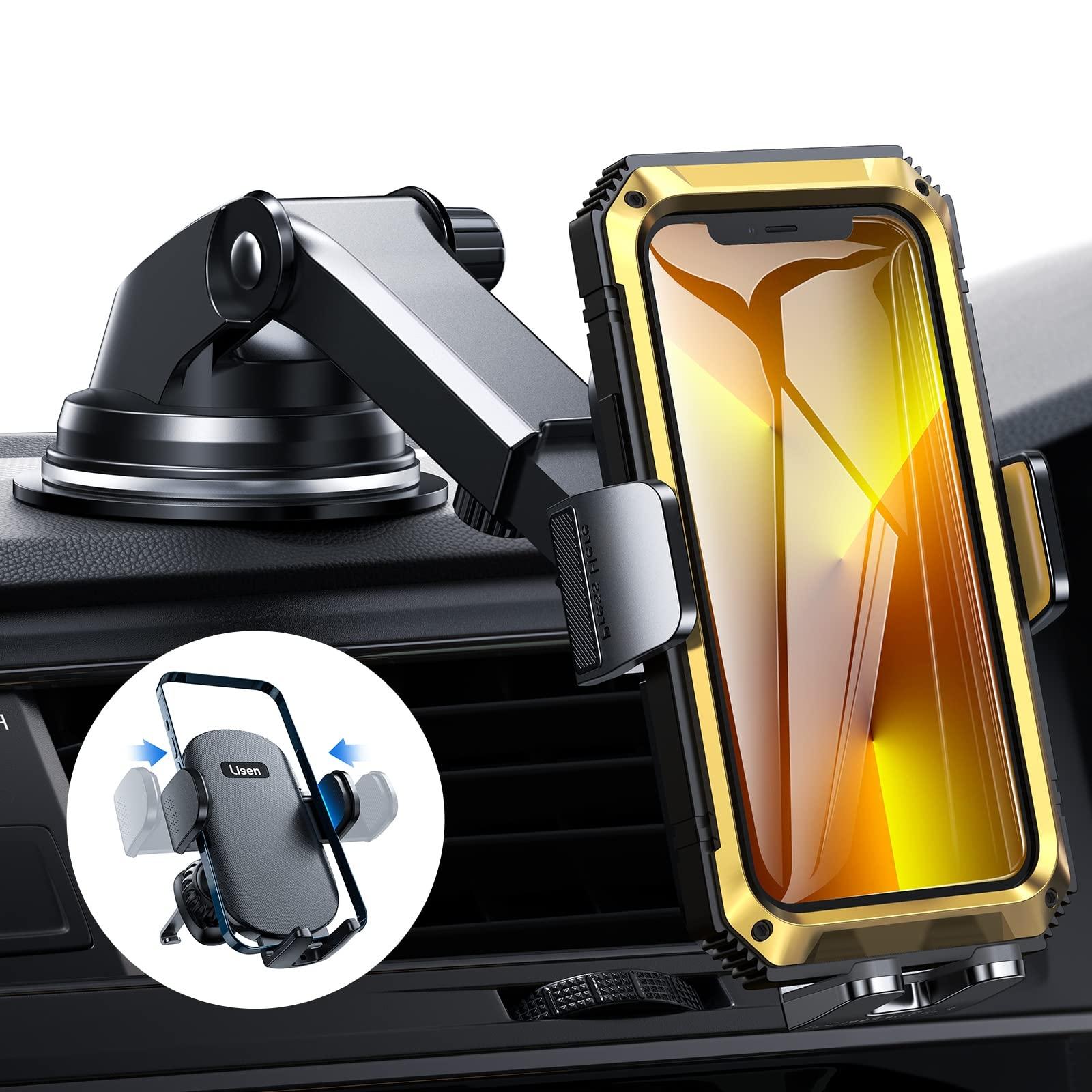 LISEN New Arrival Carbon Fiber 360 Rotation Car Phone Holder Universal for Dashboard Windshield 4-7 Inch Phones