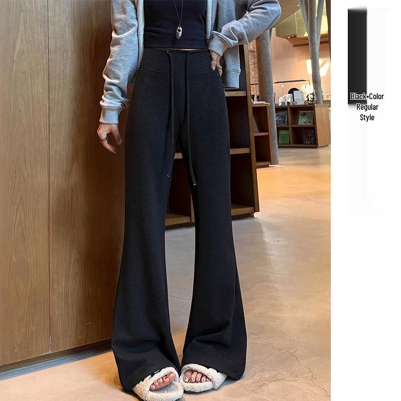 

American Style Imitation Cashmere Maternity Micro-Flare Pants — Spring Elastic Slimming Wide-Leg Outerwear XL