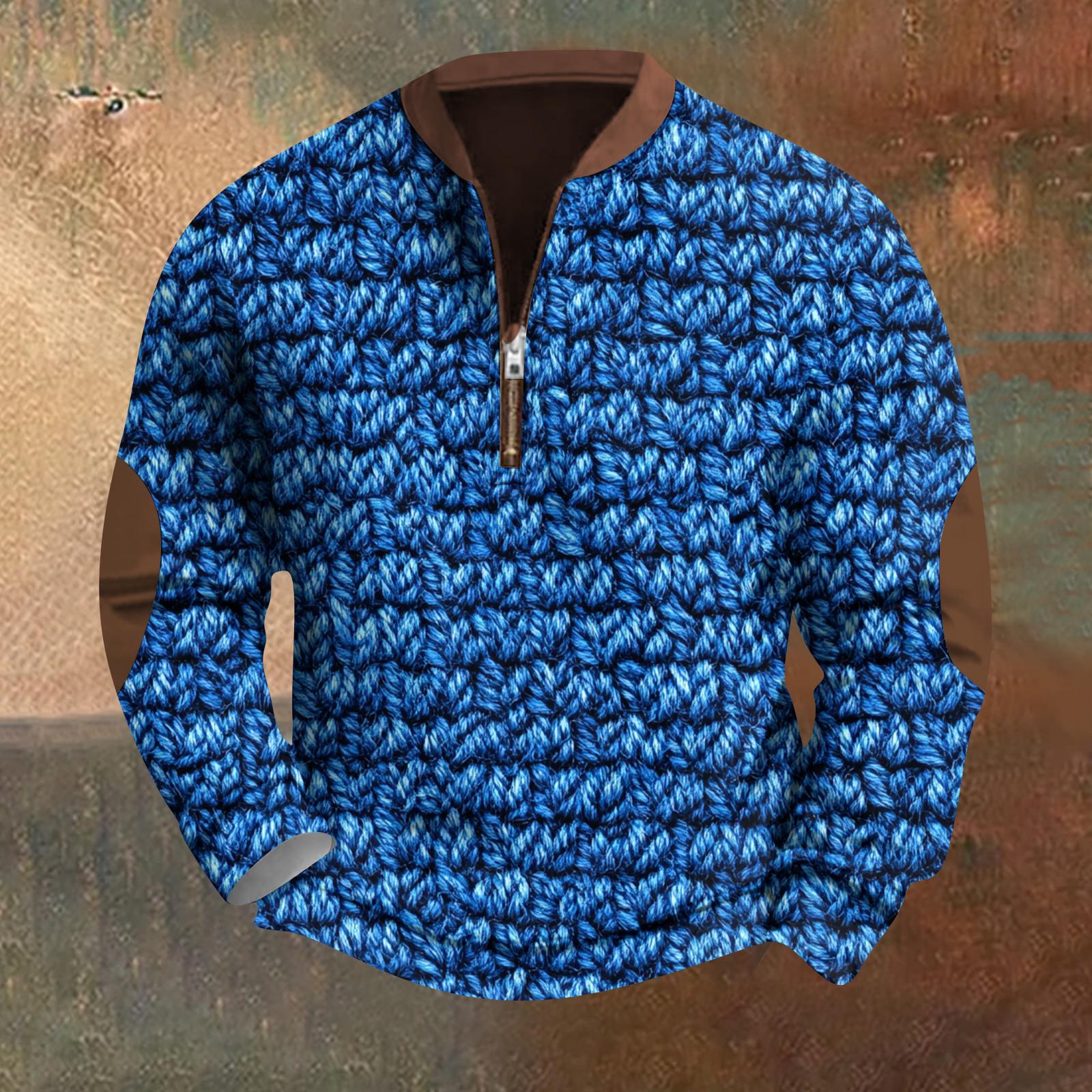 

Мужская повседневная толстовка в стиле ретро с градиентным принтом M синий