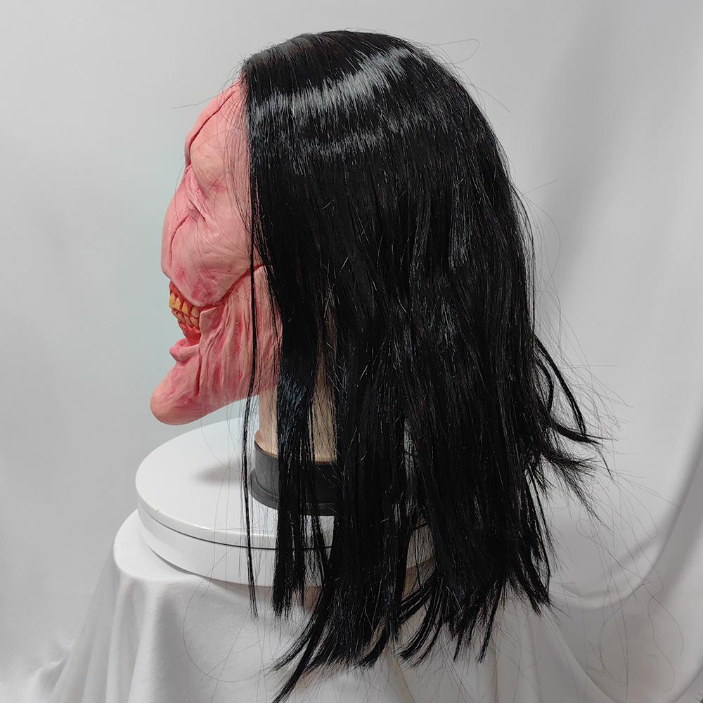 Halloween Haunted House NPC Vampire Ghost Mask Escape Room Horror Long-Haired Rot-Faced Zombie COS Scary Headgear