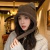 Korean ins wind cat ears knitted hat balaclava hat women's warm and cold ear protection wool hat