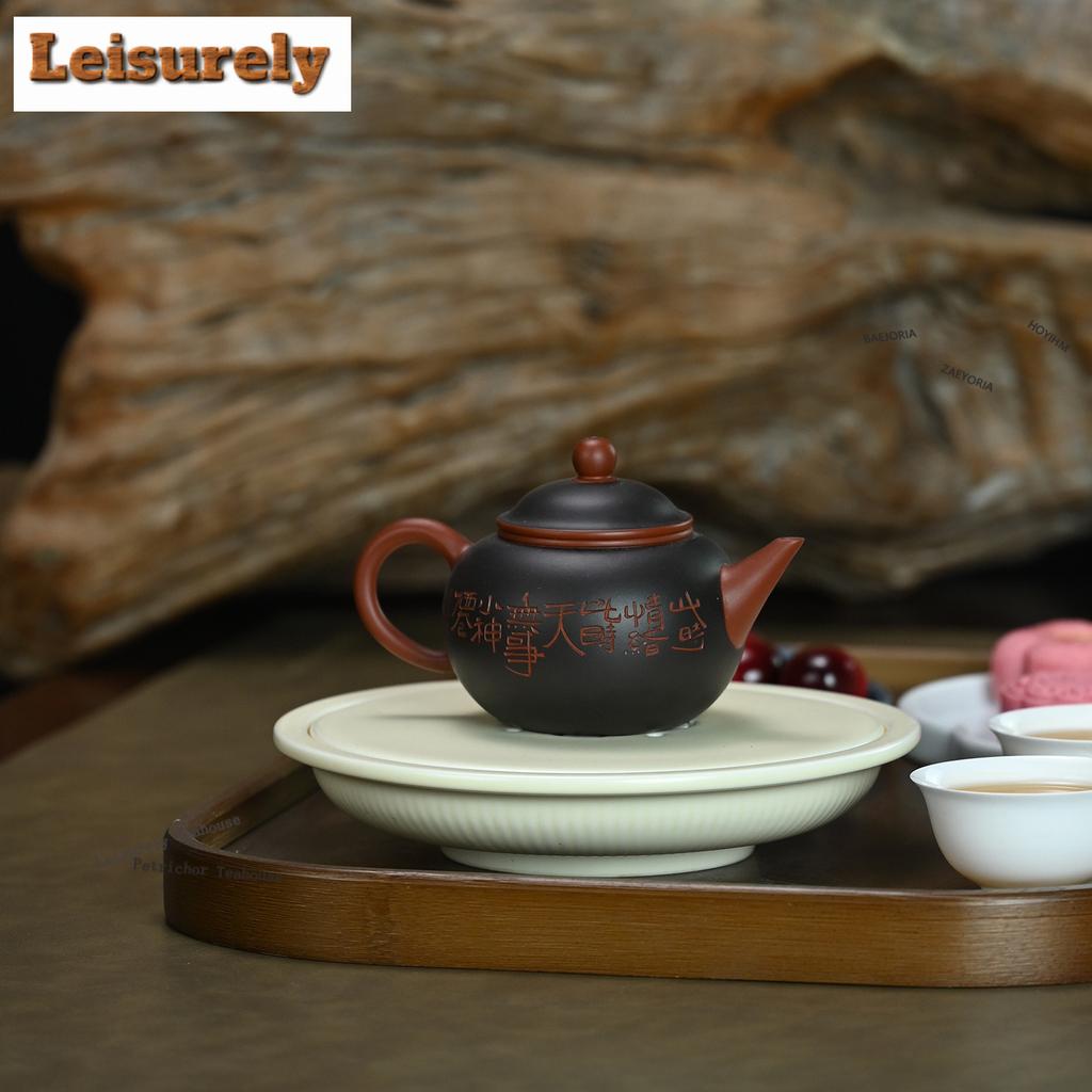 111ml Exquisite Yixing Purple Clay Teapots Handmade Clay Painting Lotus Pot Raw Ore Zhu Mud Kettle Chinese Zisha Teaset Supplies