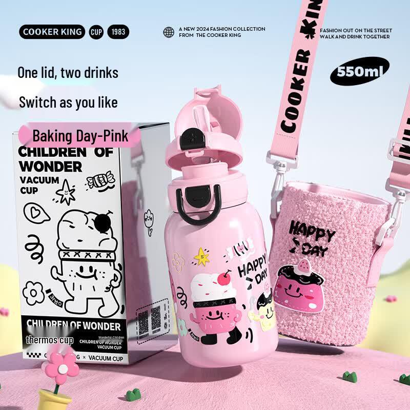 COOKER KING Kids Insulated Straw Water Bottle