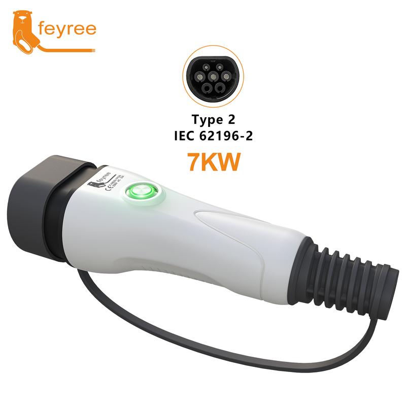 Feyree Type2 EV Charger Plug One-touch Stop Function 16A 32A Charger Socket for Car Side Electric Vehicle Car Charging Station