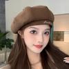 Fall Winter Beret Hat For Women Slimming Face Octagon Cap British Vintage Literary Artist Hat Dark Academia Fashion Accessory
