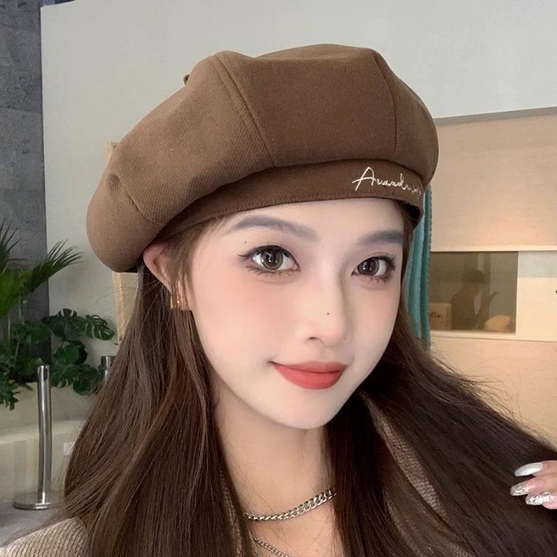 Fall Winter Beret Hat For Women Slimming Face Octagon Cap British Vintage Literary Artist Hat Dark Academia Fashion Accessory
